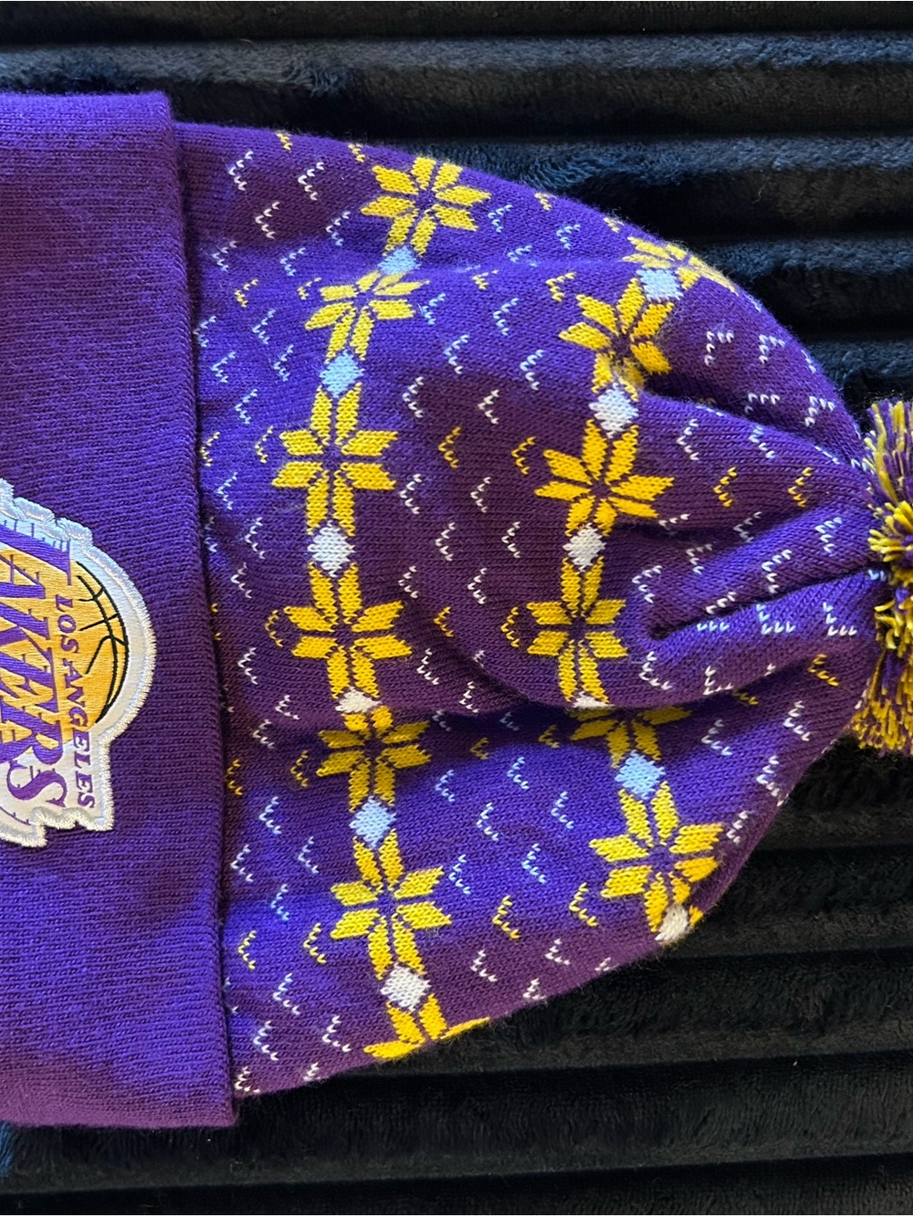 NBA Los Angeles Lakers Purple and Gold Pom Beanie